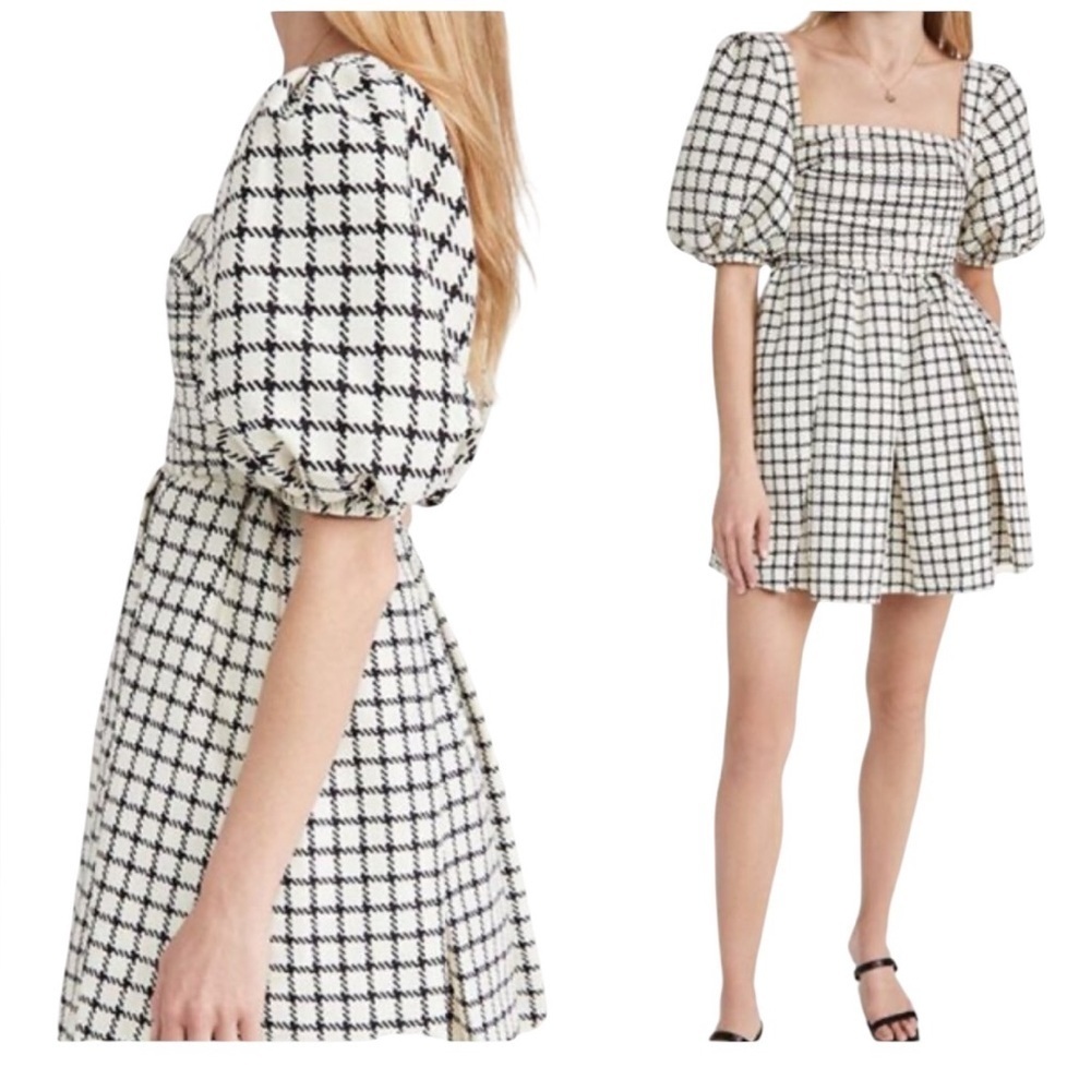 Self Portrait Monochrome Check Mini Dress